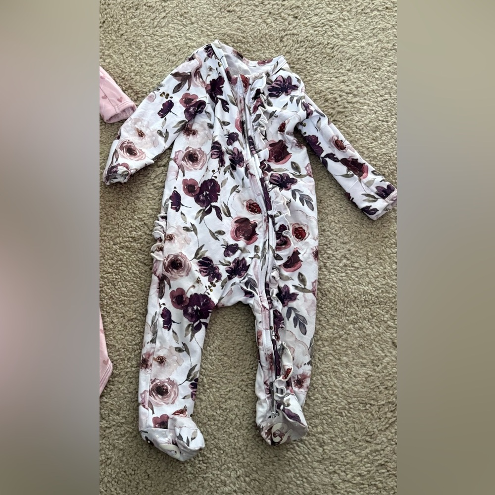 Caden Lane Purple Floral Kids Pajamas Footies